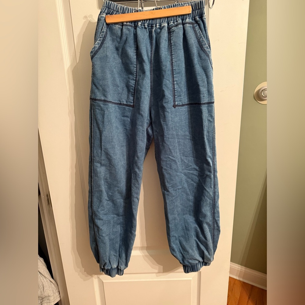 Easel Blue Denim Joggers